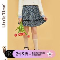 littletime girls skirt literature 2021 spring and autumn dress new hair grinding craft childrens floral skirt