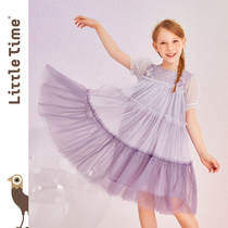 littletime girl superfairy purple mesh princess dress 2022 Summer new children cake dresses dress