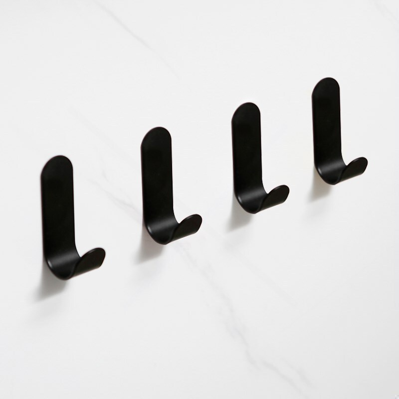 Bathroom Tile Hooks with Strong Adhesive, Black Iron Art Self-Adhesive Wall Hooks, No Drilling Required, Simple Kitchen Small Adhesive Hooks