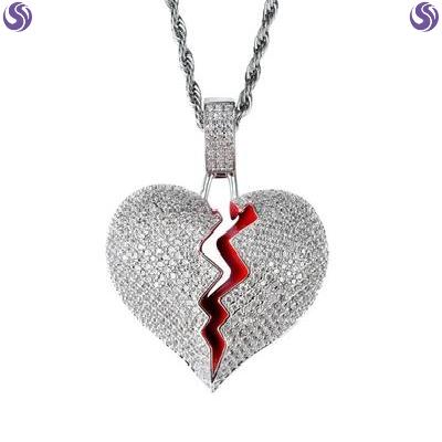 Little ghosts with heartbreak necklace personality exaggerated heartbreak shape pendant men and women couples atmosphere hip hop birthday ceremony