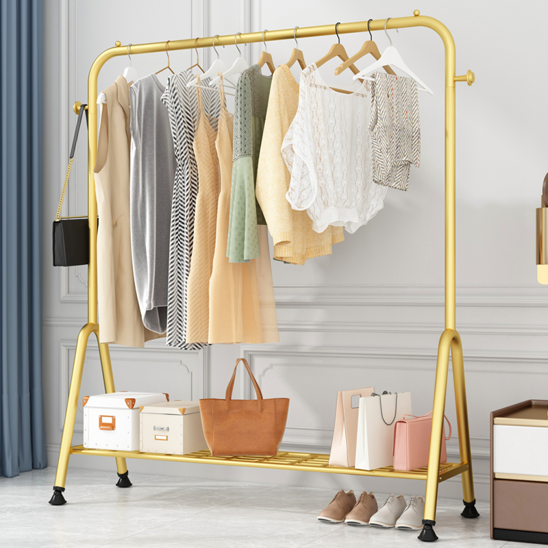 Simple coat rack hanger hanger floor bedroom red single-pole household balcony drying small clothes rack