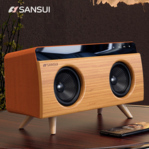 Landscape wireless Bluetooth speaker heavy subwoofer High quality home living room 3d surround portable retro wooden small mini small audio plug-in card Computer player hifi lossless