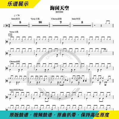 Huang Jiaju Beyond Band Sea and Sky Drum Set Jazz Drum Sheet