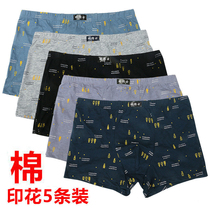 Pure cotton printed mens underwear pure cotton flat youth trend add up four corners loose breathable underpants summer