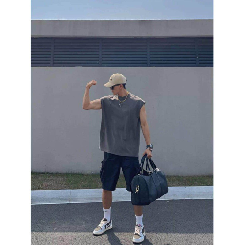 Men's Summer Tank Top That Shows Muscles, Fitness Sports Sleeveless Vest, American Style Sleeveless T-Shirt, Sports Fitness Sleeveless Short-Sleeve Top