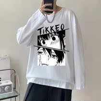 Plus fat plus size sweater mens ins Korean version loose trendy casual long-sleeved tops all-match fat round neck clothes 1