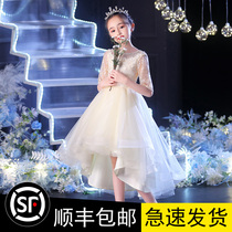 Childrens gown princess dresses high-end girls piano to be served with foreign air small host birthday flower girl wedding dress girl