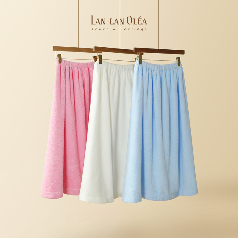 Lanlan High-End Pure Cotton Large Bath Skirt Bath Towel for Men and Women, Wearable and Wrapable, Home Use, Absorbent, All-Cotton, with Buttons, Wearable Style