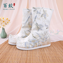 Baiqin ancient style Han clothing shoes female Ming Han clothing boots embroidered shoes tube ancient non-ancient assembly Han clothing boots spring and autumn