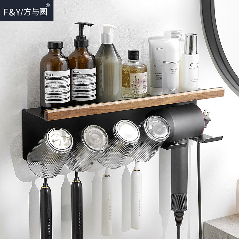 Toilet dental cup toothbrush rack free of punch universal hair dryer hanger wall-mounted gargling cup sub-holder-Taobao