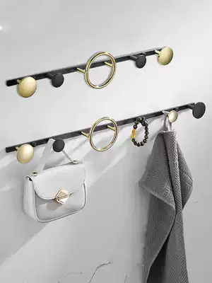 Square and round light luxury black gold clothes hook Wall Wall creative black row hook Nordic clothes adhesive hook hook