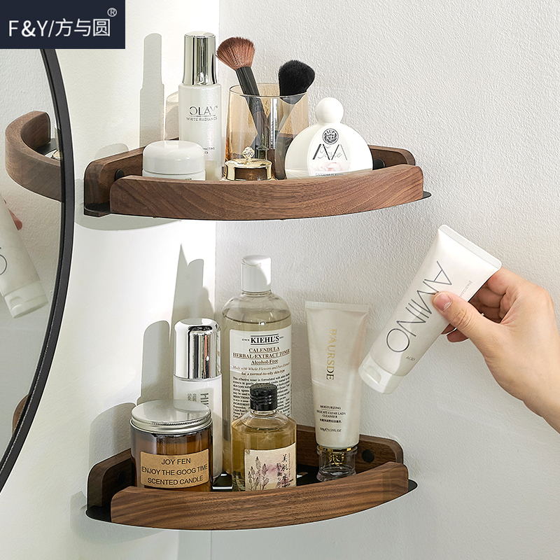 Perforated bathroom toilet Toilet Shelf Tripod Toilet Black Hu Peach Wood Wash Terrace Wall-mounted Tripod Wood-Taobao