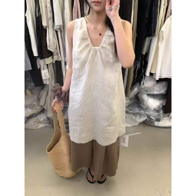 E Zoe - Pleated Comfortable Versatile Casual Mid-Length Vest (Contains 100% Ramie) (Vest Only) Zss1181 E Zoe - Pleated Comfortable Versatile Casual Mid-Length Vest (Contains 100% Ramie) (Vest Only) Zss1181