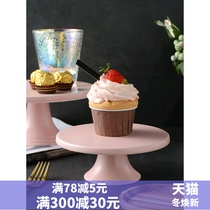 Maikaren pink girl ceramic matte wedding birthday dessert high foot cake tray Nordic baking cake stand