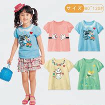 Japan thousand fun home summer childrens cotton T-shirt new girls short sleeve baby cartoon foreign style bubble sleeve half sleeve t