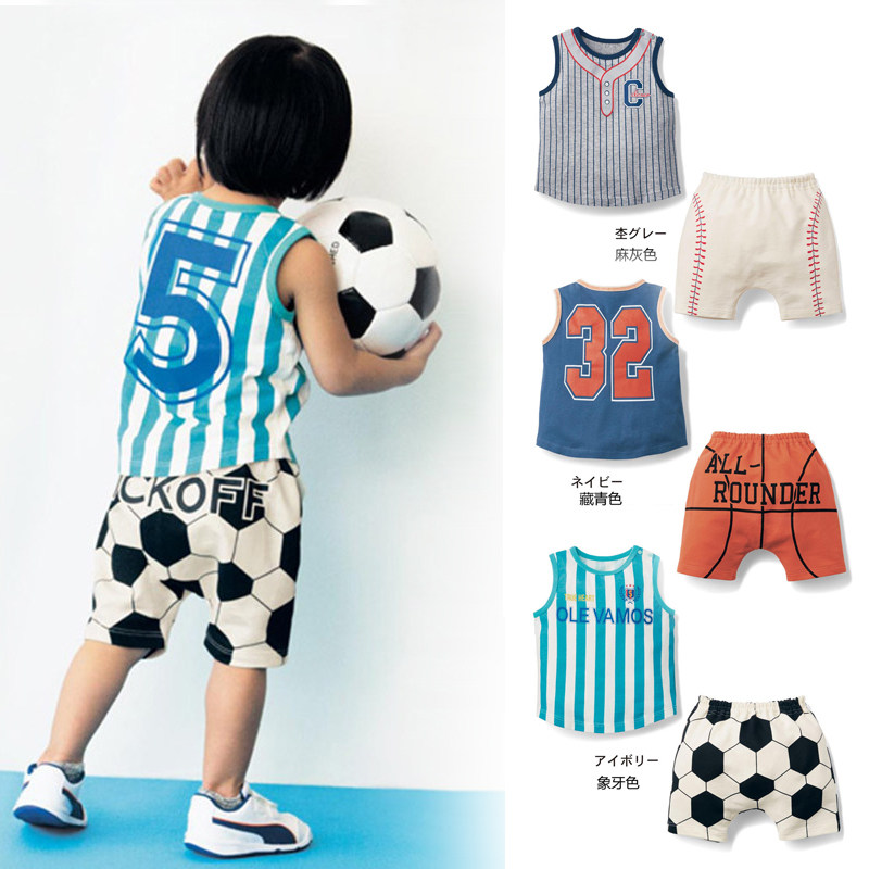 one thousand anecdotics children's summer new men's baby pure cotton cartoon trendy slim sleeveless child vest shorts suit