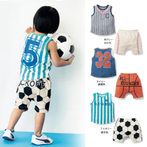 Qianqiu childrens clothing summer new male baby pure cotton cartoon trend thin sleeveless childrens vest shorts suit