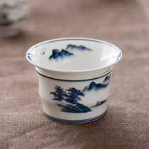 Licartisan Hand-painted Green Flower Ceramic Filter Tea Drain Group Hand Painted Tea Set Tea Duct Accessories Tea Separator Tea Filter