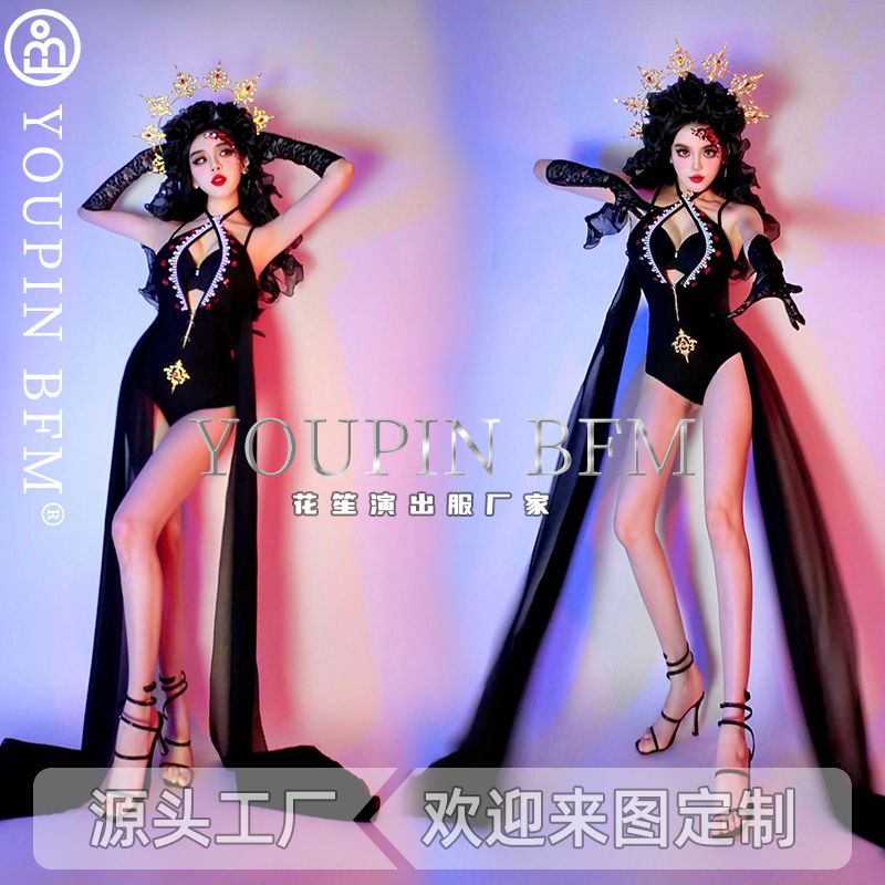 Bar Gogo Performance Costume Black Gothic Vampire Sexy Demon Dark Nightclub Performance Costume Halloween Bar Gogo Performance Costume Black Gothic Vampire Sexy Demon Dark Nightclub Performance Costume Halloween