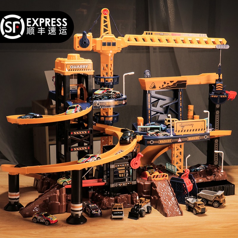 Car park Children's car building Boys Puzzle Baby trespass Big adventure Multi-functional electric railcar Toys