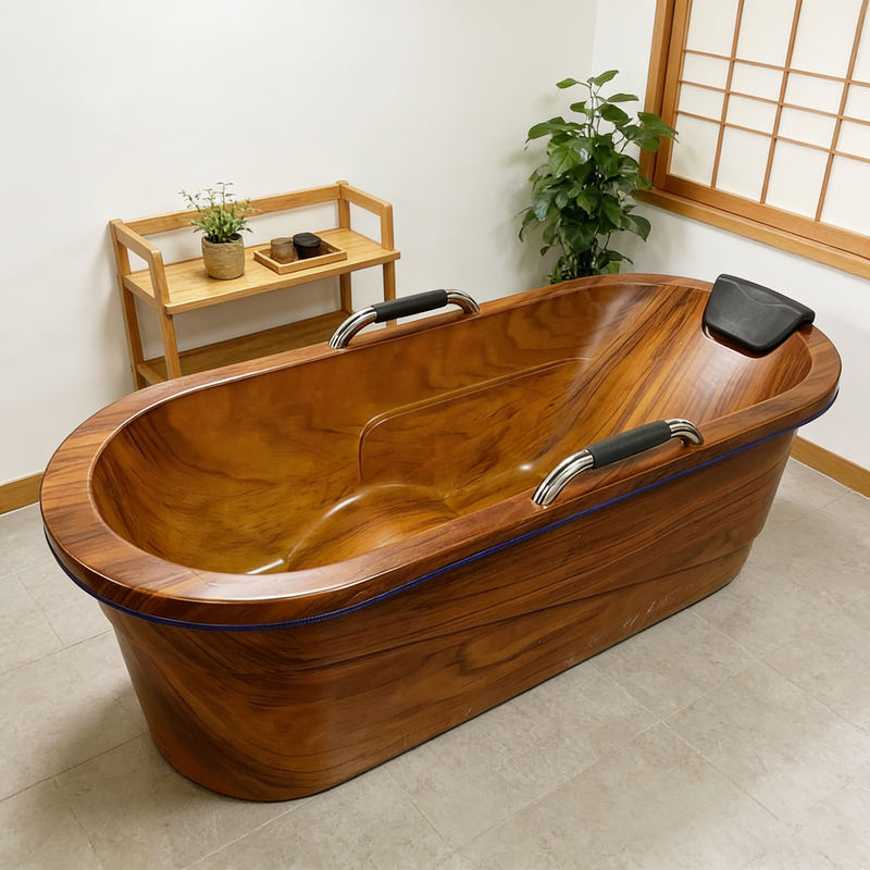 Beauty Salon Bathtub Spa Spa Center 1.7m Imitation Wood Acrylic Bathtub Independent Integrated Bathtub