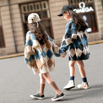 Big Girl Knit Cardiovert Jacket 2022 New Ocean Air Autumn Clothing Children Long girls 100 hitchhiking spring clothing