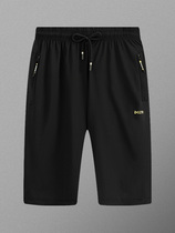 Summer ice silk shorts Mens thin pants loose sports quick-drying straight casual breeches Beach five-point pants