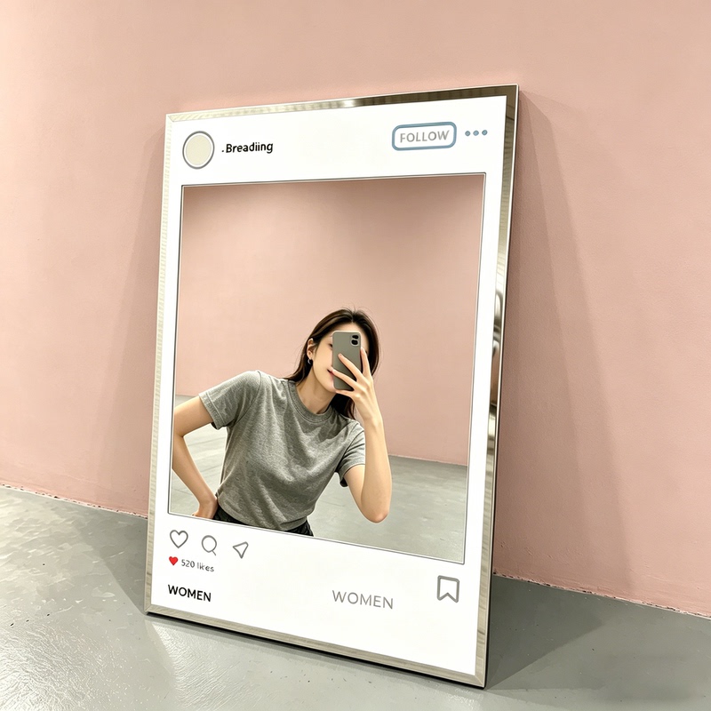 Creative Pixel-Style Instagram Mirror Decorative Painting for Living Room Tabletop, Trendy Mirror Surface Niche Bedroom Floor Art