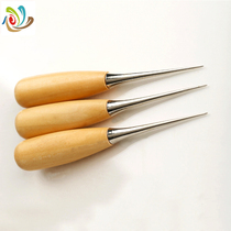 High-end round solid wood handle metal awl handmade leather drilling Na sole with tools to punch thousands of pieces through DIY