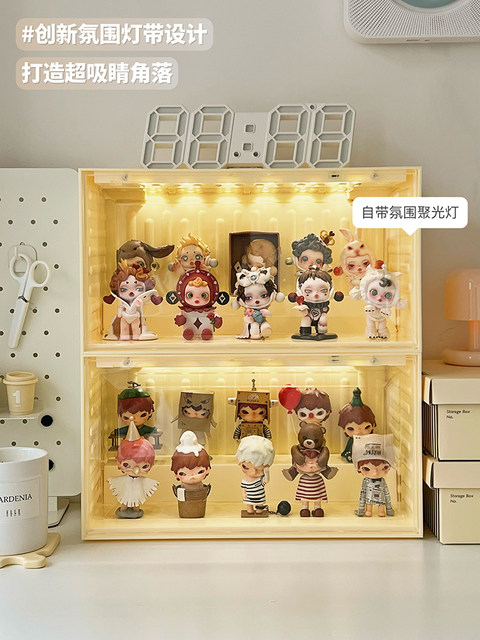 Suitable for Bubble Mart Figure Display Cabinet Ornaments, Blind Box Display Stand, Storage with Light, Acrylic Display Box
