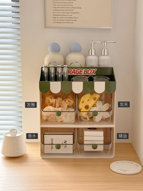 Desktop Storage Box Drawer-Type Multi-Functional Large-Capacity Transparent Plastic Cosmetics Organizer Box Dressing Table Storage Rack