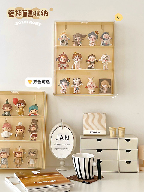 Suitable for Bubble Mart Display Box Wall-Mounted Ornaments Blind Box Storage Display Rack Figure Display Cabinet Transparent Dustproof