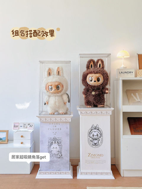 Labubu Zimomo Archangel Display Box Transparent Bubble Mart Labubu Big Boss Roman Column Display Cabinet
