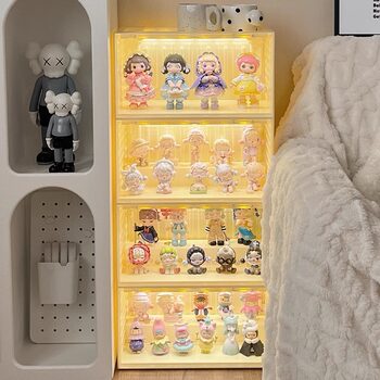 Display Cabinet with Lights, Transparent Acrylic Display Case, Blind Box Storage Display Rack, Container for Home Use