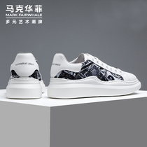 Mark Huafei McQueen mens shoes 2022 new trendy summer breathable white shoes thick bottom graffiti sports casual shoes