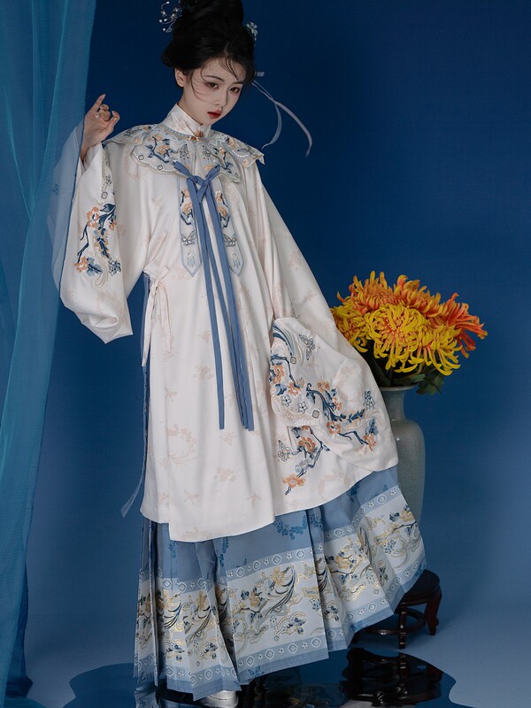 Han Yi Guan Hua Original Left Bank Spring Ming Dynasty-Style Hanfu Heavy Embroidery Cloud Shoulder Full Set Women's Stand Collar Long Jacket Mamian Skirt Han Yi Guan Hua Original Left Bank Spring Ming Dynasty-Style Hanfu Heavy Embroidery Cloud Shoulder Full Set Women's Stand Collar Long Jacket Mamian Skirt