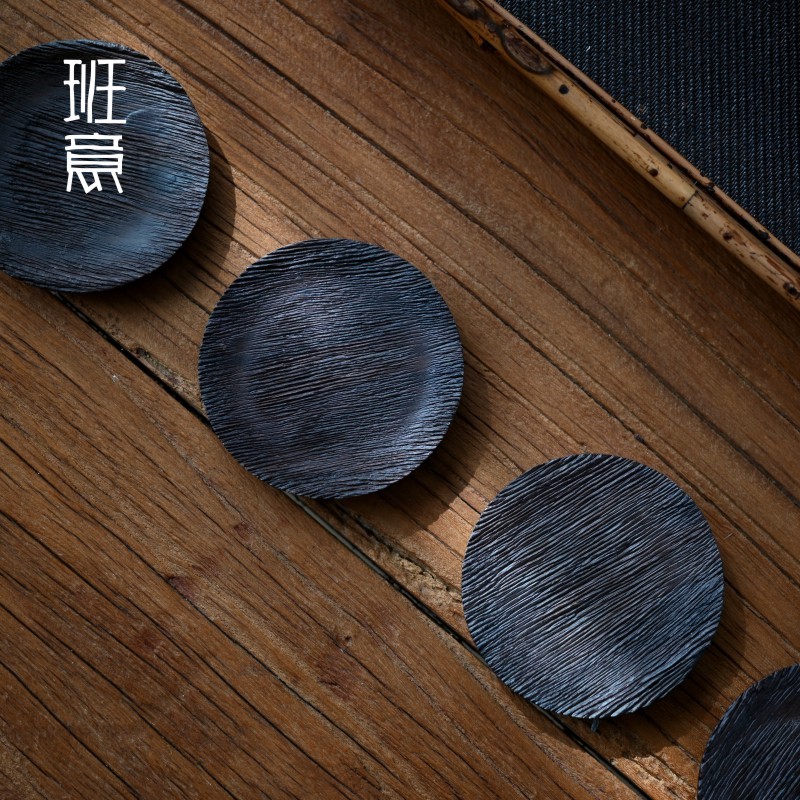 Bamboo Officer Ebony Wood Tea Mat Insulated Tea Tray Small Coaster Creative Retro Tea Cup Holder Kung Fu Tea Set Tea Ceremony Accessories