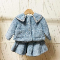 (WYJ72) Mori Mink Velvet Embroidered Doll Collar Coat Skirt Set