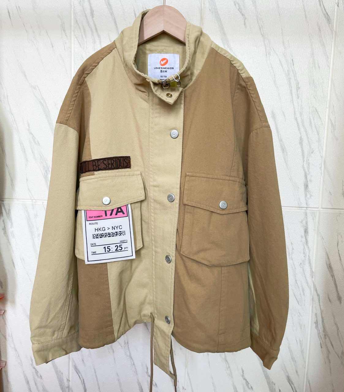 MMD180 contrast panels stand-neck large pocket cargo coat