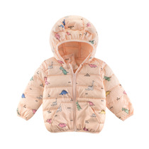 (XXP1) Full Print Dinosaur Hooded Padded Jacket