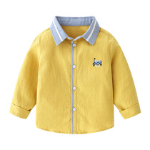 (BMB2) Orchid car embroidered cotton and linen contrast collar shirt