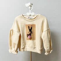 (WYC70) excellent bunny rabbit print flower bud sleeve cotton sweater