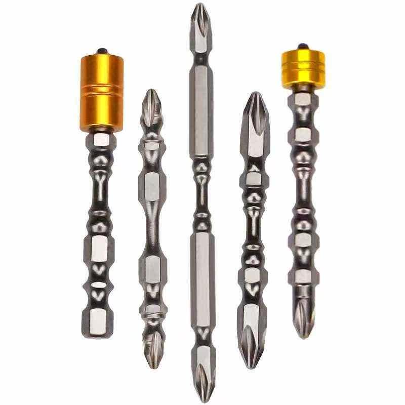 Imported German Dane pneumatic screwdriver head cross flower electric magnetic coil double head lengthened nunchaku super hard magnetic electric drill double