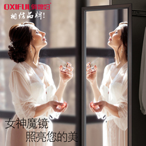 Pretty daughter-in-law high-end wardrobe fitting mirror cabinet push-pull full-length full-length mirror built-in push-pull rotating folding hidden