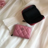 Картхолдер, розовая сумка через плечо, маленькие изысканные карточки с молнией для водительских прав, из натуральной кожи, в стиле Шанель