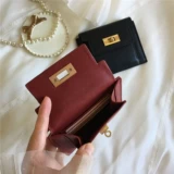 Бумажник, короткая тонкая ретро красная сумка через плечо, кошелек с молнией, ручка для водительских прав, маленькая сумка клатч, изысканный стиль