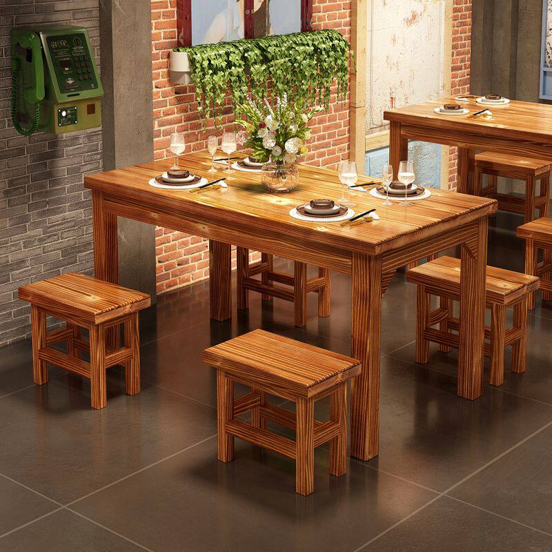 Solid wood fast food and chairs Barbecue Small Eating and chairs Restaurant Dining Room Breakfast restaurant Carbonated Dining Restaurant Table And Chairs Combo-Taobao