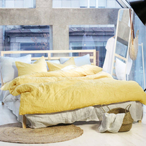 Natural linen pure color washed quilt cover single set single piece cotton linen Skin-friendly Skin Bacteriostatic Bed bedding single double quilt cover