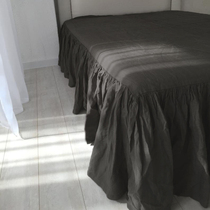 Natural linen washed pure colour bed Skirt Lotus Leaf Side Bed Hood Skirt Type Protective Hood Non-slip Anti-Dust sheet Bed Hat Single