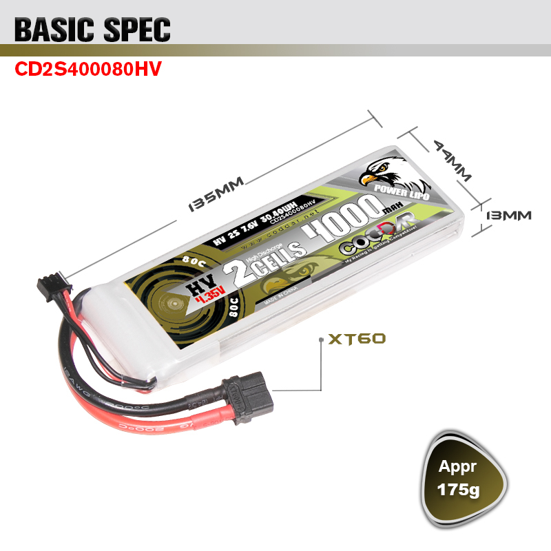 Coddar Eagle Kr4000Mah 23 4S 6S 8S 80C Rc Model 7inch Drone Fixed-Wing High-Voltage Lithium Battery